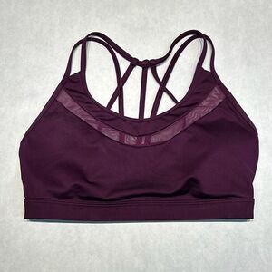 Victoria Sport Bra Sz Small Plum Mesh Panel Strappy Padded VS Victoria's Secret